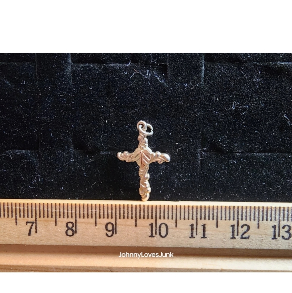 Vintage Sterling Silver/12k Gold Cross/Crucifix Necklace Pendant Marked/Tested+